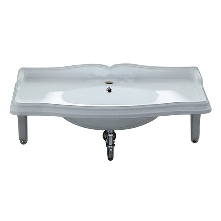 Whitehaus Lrg Rctnglr Wall Mount Basin W/ Integrated Oval Bowl, Sgl Hole Faucet D AR864-MNSLEN-1H